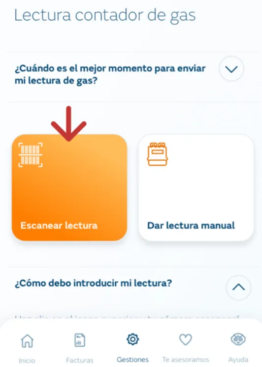 Mandar la lectura del contador de Naturgy desde la app