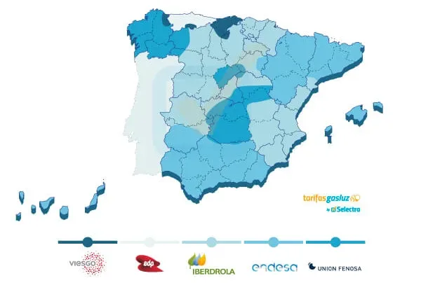 Mapa de distribución eléctrica en España